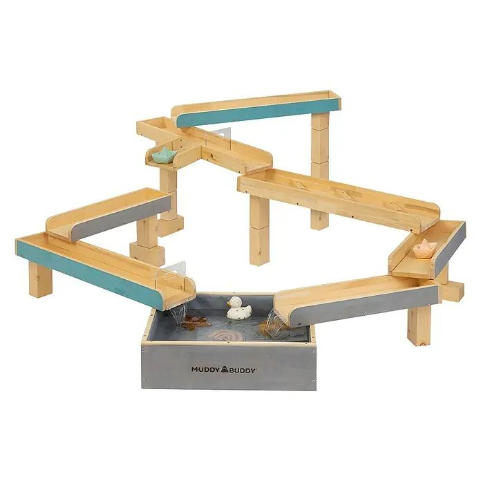 Muddy Buddy Wasserbahn Aqua Traveller - Holz, Natur/Wolkengrau - Diagonale Ansicht