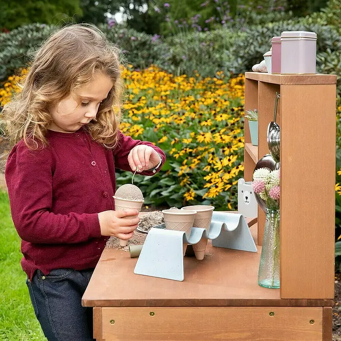 Muddy Buddy Matschküche Mud Starter - 80 x 40 x 90 cm, Holz, Braun - Stimmungsaufnahme