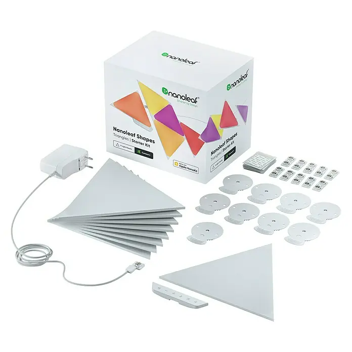 Nanoleaf Panel LED Forma Triángulo 10 unidades 2da generación - L x An x Al: 23 x 20 x 0,6 cm, Blanco, RGBW - Vista angular