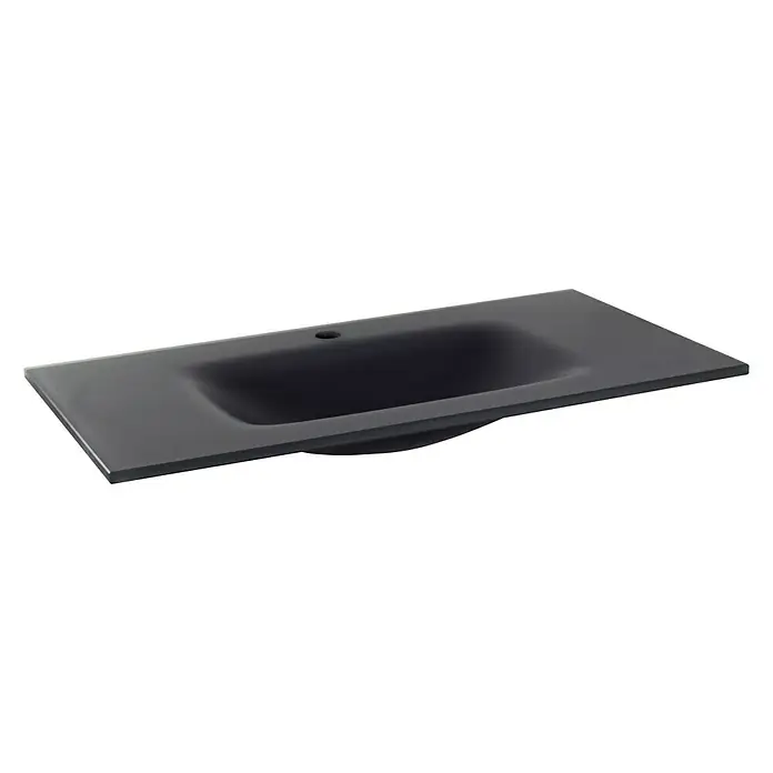 Lavabo Cristal - 61 x 46 cm, Orificios para grifo: Medio, Pizarra - Vista angular