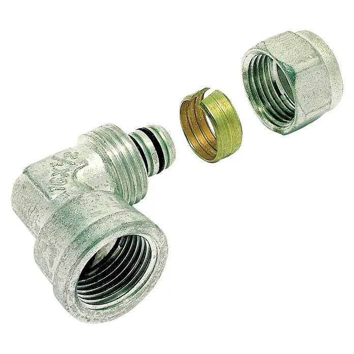 Standard Hidráulica Codo roscado de compresión TurboSkin H - 20 mm, ¾″, 90 ° - Vista angular