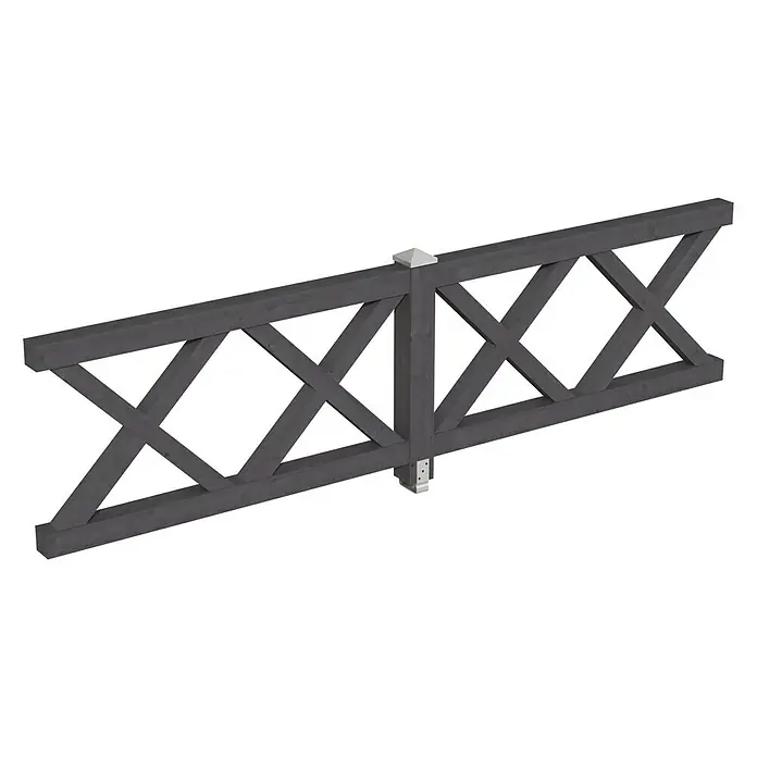 Skan Holz Brüstungsgeländer - Passend für: Skan Holz Leimholz-Pavillons, Pfostenabstand 335 cm, Schiefergrau - Diagonale Ansicht