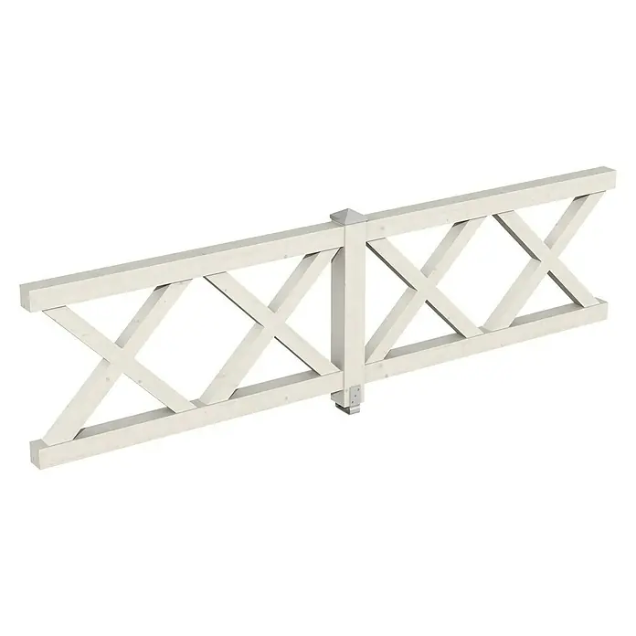 Skan Holz Brüstungsgeländer - Passend für: Skan Holz Leimholz-Pavillons, Pfostenabstand 335 cm, Weiß - Diagonale Ansicht