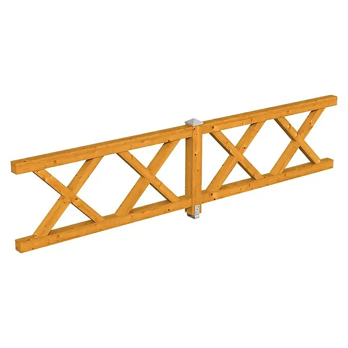 Skan Holz Brüstungsgeländer - Passend für: Skan Holz Leimholz-Pavillons, Pfostenabstand 400 cm, Eiche Hell - Diagonale Ansicht