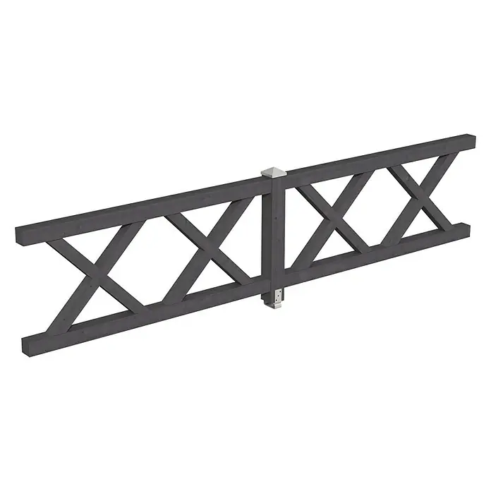 Skan Holz Brüstungsgeländer - Passend für: Skan Holz Leimholz-Pavillons, Pfostenabstand 400 cm, Schiefergrau - Diagonale Ansicht
