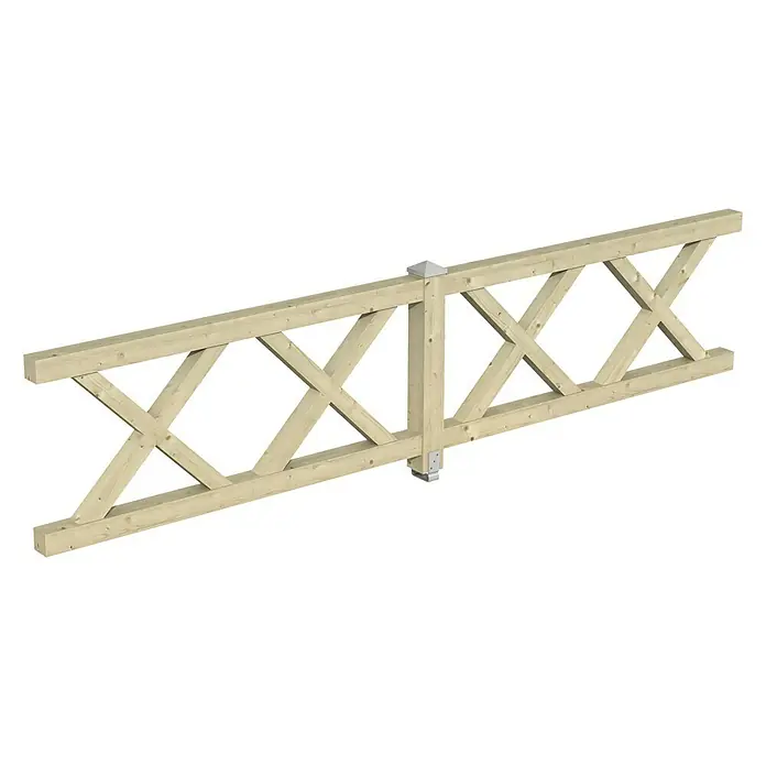 Skan Holz Brüstungsgeländer - Passend für: Skan Holz Leimholz-Pavillons, Pfostenabstand 400 cm, Natur - Diagonale Ansicht