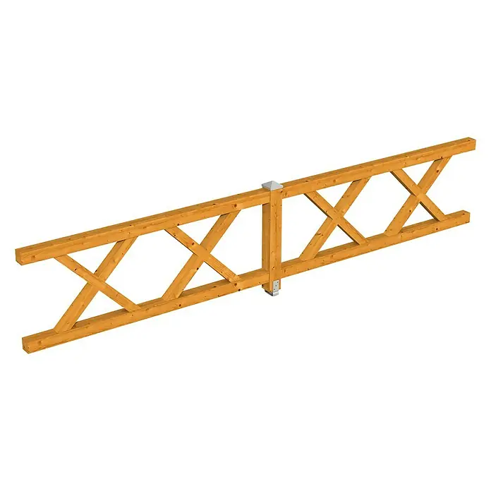 Skan Holz Brüstungsgeländer - Passend für: Skan Holz Leimholz-Pavillons, Pfostenabstand 465 cm, Eiche Hell - Diagonale Ansicht