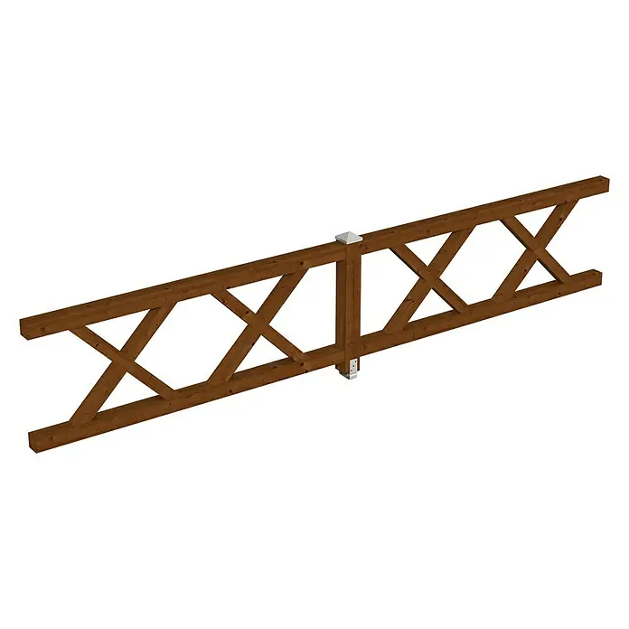 Skan Holz Brüstungsgeländer - Passend für: Skan Holz Leimholz-Pavillons, Pfostenabstand 465 cm, Nussbaum - Diagonale Ansicht