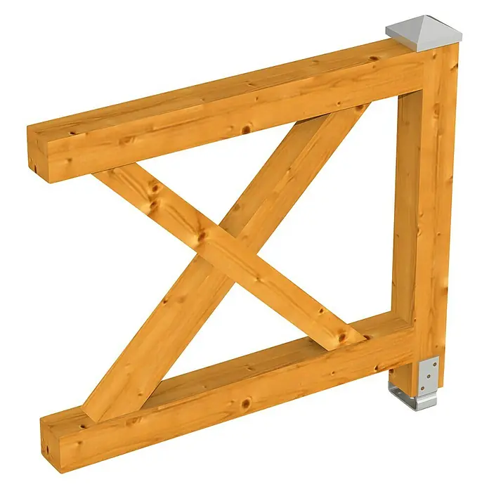 Skan Holz Brüstungsgeländer - Passend für: Skan Holz Leimholz-Pavillons, Pfostenabstand min. 270 cm, Eiche Hell - Diagonale Ansicht