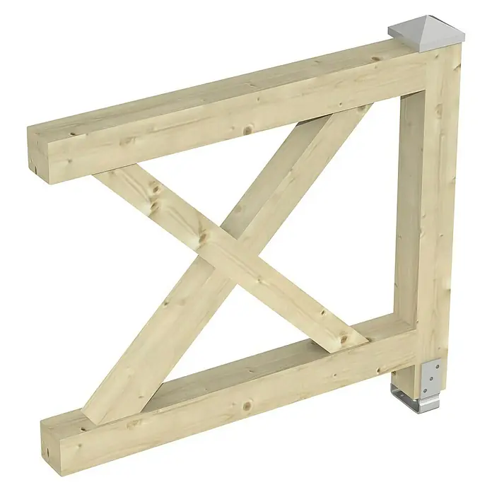 Skan Holz Brüstungsgeländer - Passend für: Skan Holz Leimholz-Pavillons, Pfostenabstand min. 270 cm, Natur - Diagonale Ansicht