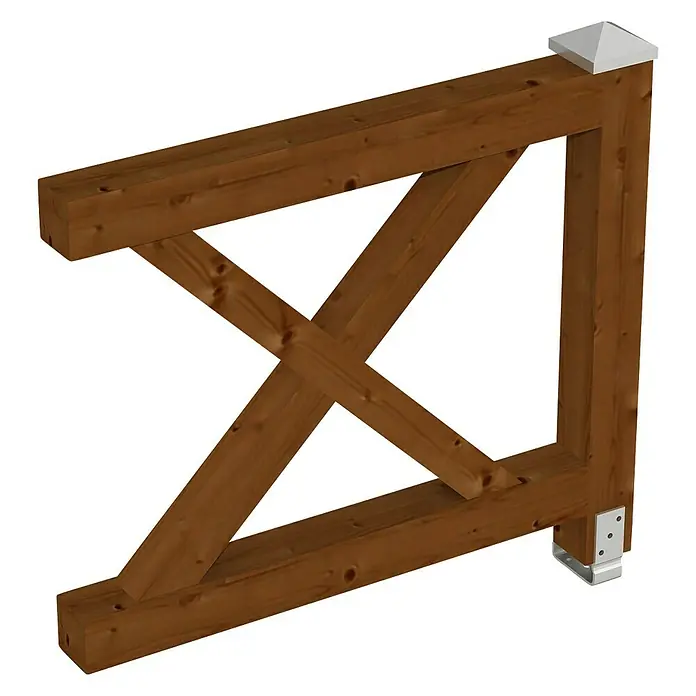 Skan Holz Brüstungsgeländer - Passend für: Skan Holz Leimholz-Pavillons, Pfostenabstand min. 270 cm, Nussbaum - Diagonale Ansicht