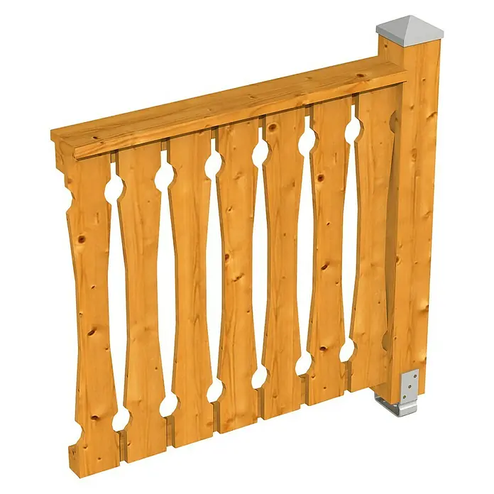 Skan Holz Brüstungsgeländer - Passend für: Skan Holz Leimholz-Terrassenüberdachungen & -Pavillons, Pfostenabstand min. 270 cm, Eiche Hell - Diagonale Ansicht