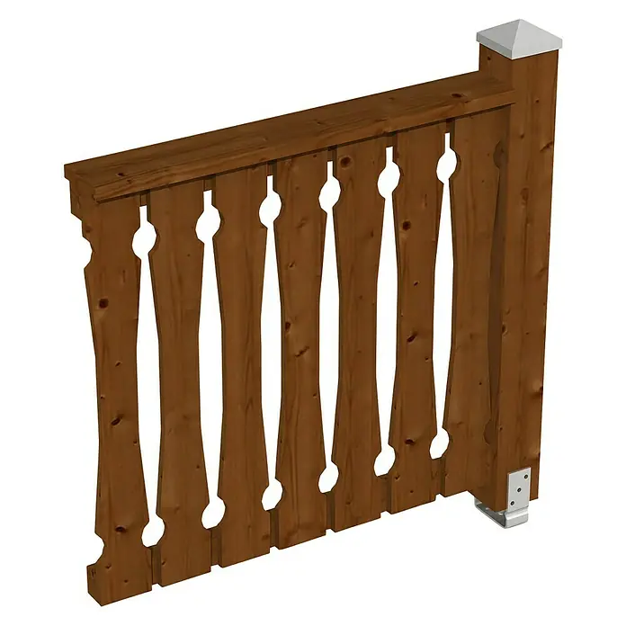 Skan Holz Brüstungsgeländer - Passend für: Skan Holz Leimholz-Terrassenüberdachungen & -Pavillons, Pfostenabstand min. 270 cm, Nussbaum - Diagonale Ansicht