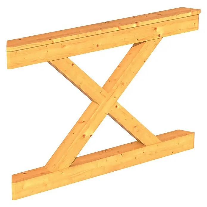 Skan Holz Brüstungsgeländer Andreaskreuz - Passend für: Skan Holz Pavillon Colmar 1, Natur - Diagonale Ansicht