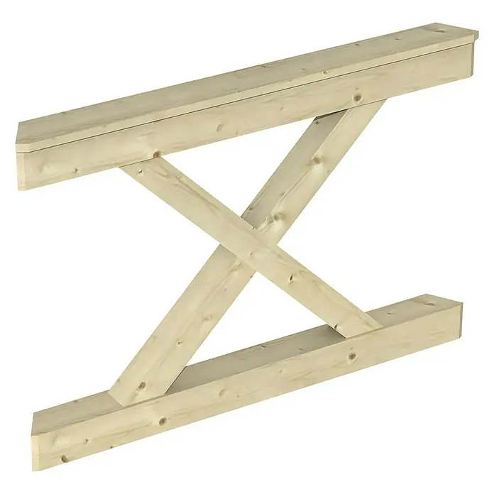 Skan Holz Brüstungsgeländer Andreaskreuz - Passend für: Skan Holz Pavillon Nancy 1, Natur - Diagonale Ansicht