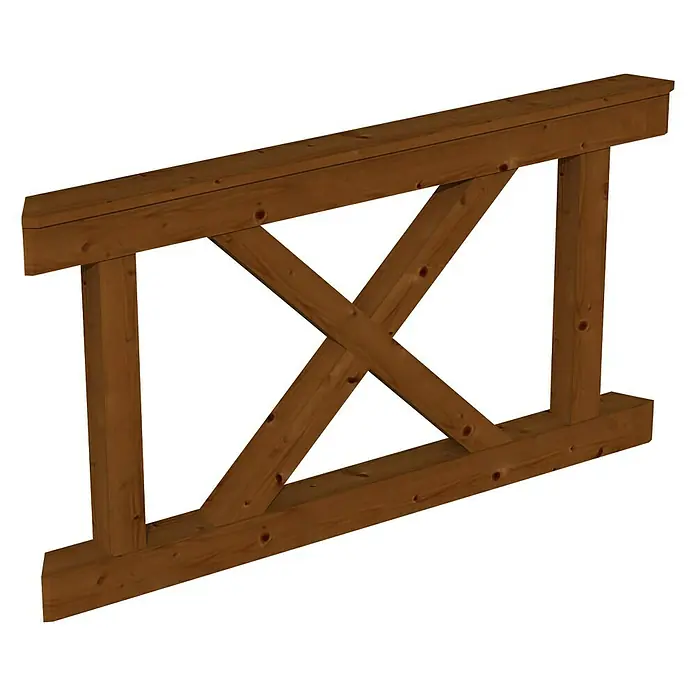 Skan Holz Brüstungsgeländer Andreaskreuz - Passend für: Skan Holz Pavillon Colmar 2, Nussbaum - Diagonale Ansicht