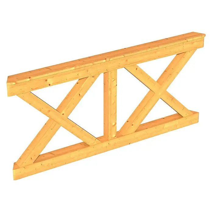 Skan Holz Brüstungsgeländer Andreaskreuz - Passend für: Skan Holz Pavillon Colmar 3, Natur - Diagonale Ansicht