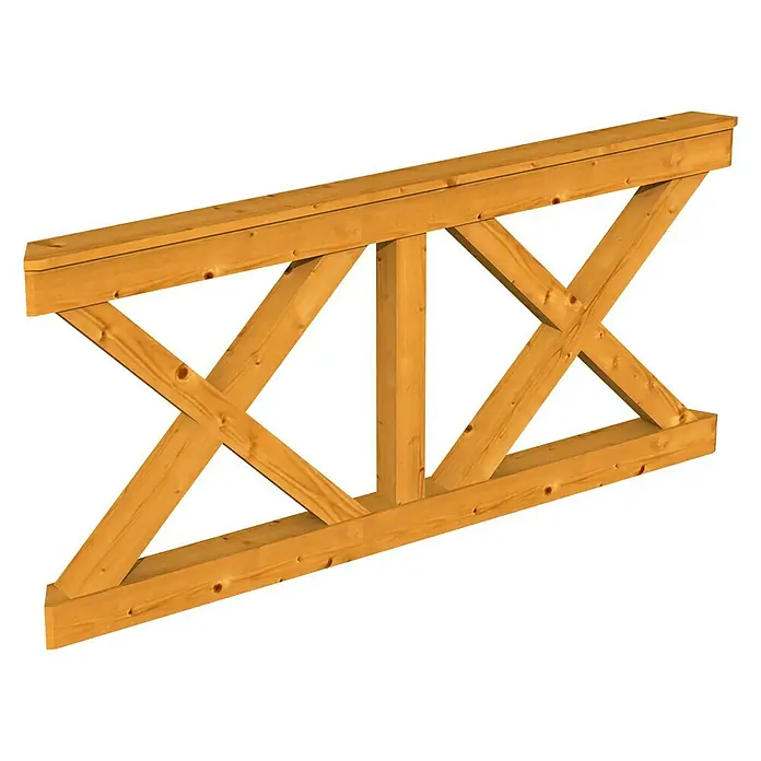 Skan Holz Brüstungsgeländer Andreaskreuz - Passend für: Skan Holz Pavillon Nancy 3, Eiche Hell - Diagonale Ansicht