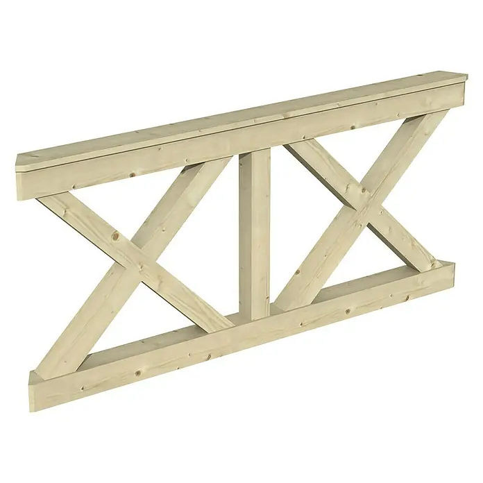 Skan Holz Brüstungsgeländer Andreaskreuz - Passend für: Skan Holz Pavillon Nancy 3, Natur - Diagonale Ansicht