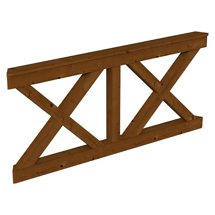 Skan Holz Brüstungsgeländer Andreaskreuz - Passend für: Skan Holz Pavillon Colmar 3, Nussbaum - Diagonale Ansicht