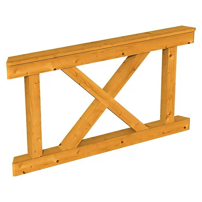 Skan Holz Brüstungsgeländer Andreaskreuz - Passend für: Skan Holz Pavillon Nice 2, Eiche Hell - Diagonale Ansicht
