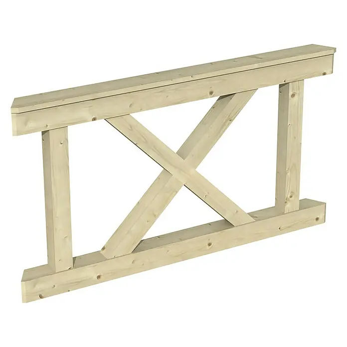 Skan Holz Brüstungsgeländer Andreaskreuz - Passend für: Skan Holz Pavillon Nice 2, Natur - Diagonale Ansicht