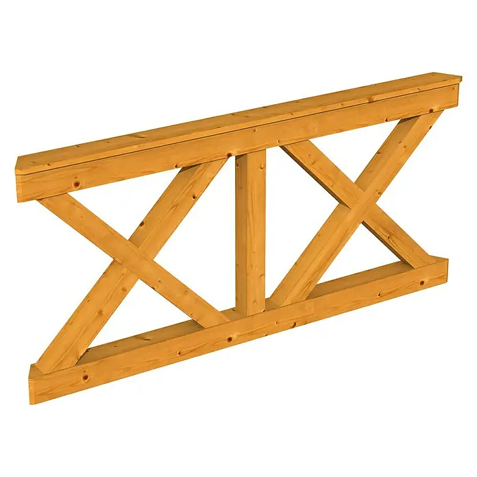 Skan Holz Brüstungsgeländer Andreaskreuz - Passend für: Skan Holz Pavillon Nice 3, Eiche Hell - Diagonale Ansicht