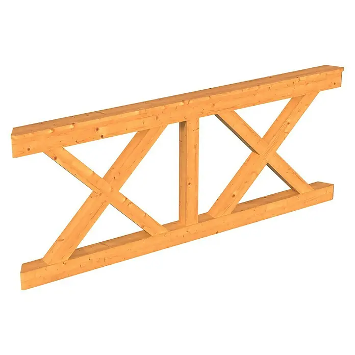 Skan Holz Brüstungsgeländer Andreaskreuz - Passend für: Skan Holz Pavillon Lyon 3, Natur - Diagonale Ansicht