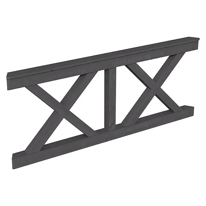 Skan Holz Brüstungsgeländer Andreaskreuz - Passend für: Skan Holz Pavillon Nice 4, Schiefergrau - Diagonale Ansicht