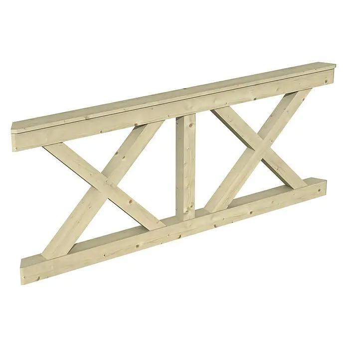 Skan Holz Brüstungsgeländer Andreaskreuz - Passend für: Skan Holz Pavillon Nice 4, Natur - Diagonale Ansicht