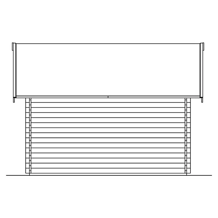 Skan Holz Gartenhaus Bern 1 - B x T: 500 x 500 cm, Holz, 17,64 m², Wandstärke: 45 mm, 19 mm Dachschalung mit Konter- & Dachlattung - Skizze