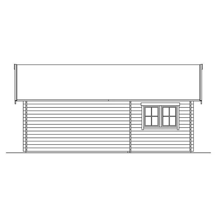 Skan Holz Gartenhaus Bern 4 - B x T: 500 x 740 cm, Holz, 27,72 m², Wandstärke: 45 mm, 19 mm Dachschalung mit Konter- & Dachlattung - Skizze