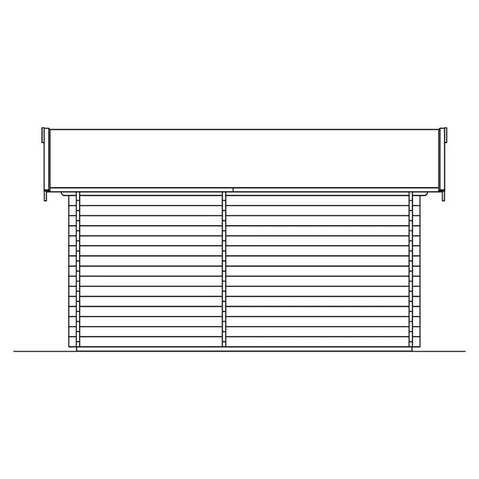 Skan Holz Gartenhaus Lausanne - B x T: 580 x 380 cm, Holz, 13,5 m², Wandstärke: 45 mm, 19 mm Dachschalung mit Konter- & Dachlattung - Skizze