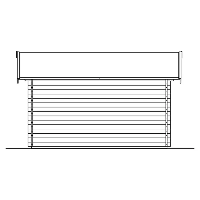 Skan Holz Gartenhaus Lugano 1 - B x T: 500 x 380 cm, Holz, 12,6 m², Wandstärke: 45 mm, 19 mm Dachschalung mit Konterlattung & 2. Dachschalung - Skizze
