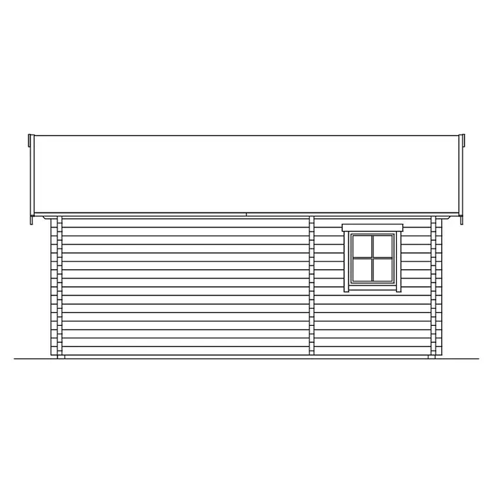 Skan Holz Gartenhaus Ontario - B x T: 680 x 580 cm, Holz, 24 m², Wandstärke: 70 mm, 19 mm Dachschalung mit Konter- & Dachlattung - Skizze