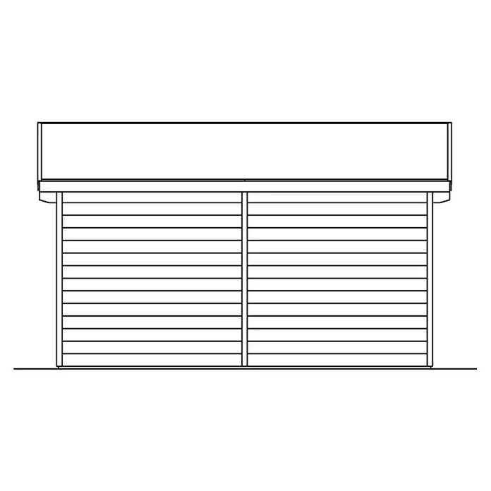 Skan Holz Gartenhaus Ostende - B x T: 440 x 380 cm, Holz, 12 m², Wandstärke: 28 mm, Natur - Skizze