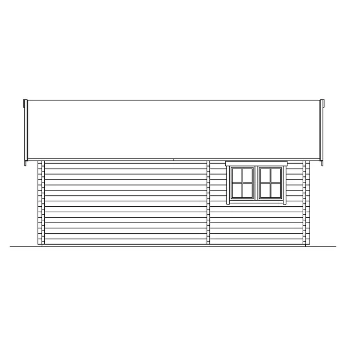 Skan Holz Gartenhaus Toronto 4 - B x T: 500 x 740 cm, Holz, Wandstärke: 70 mm, 28 mm Profilschalung mit Nut & Feder - Skizze
