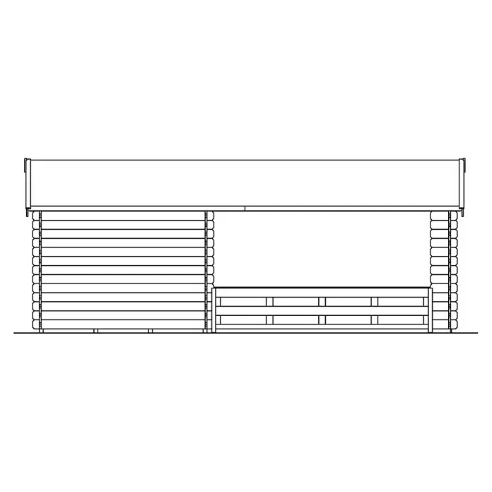 Skan Holz Gartenhaus Alicante - B x T: 420 x 653 cm, Holz, 23,3 m², Wandstärke: 28 mm - Skizze