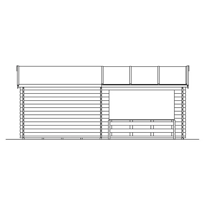 Skan Holz Gartenhaus Holmestrand - B x T: 420 x 650 cm, Holz, 23,18 m², Wandstärke: 45 mm - Skizze