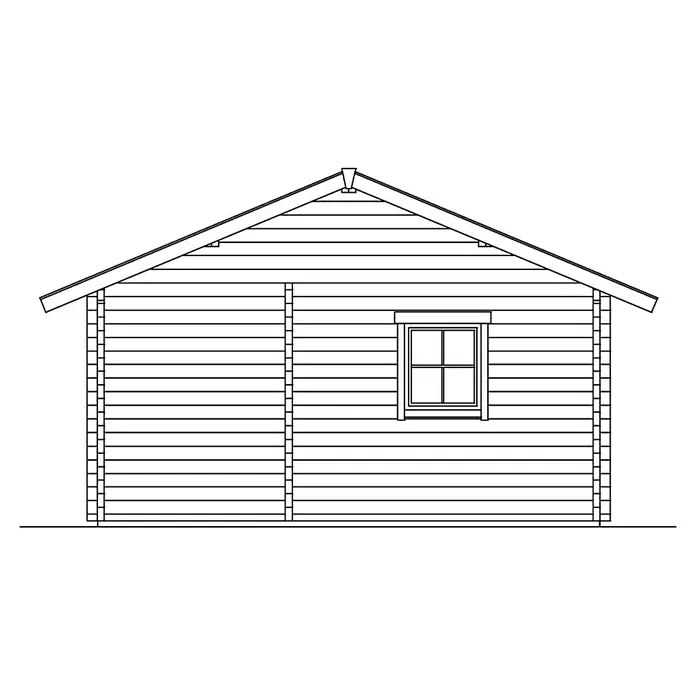 Skan Holz Gartenhaus Ontario - B x T: 680 x 580 cm, Holz, 24 m², Wandstärke: 70 mm, 19 mm Dachschalung mit Konter- & Dachlattung - Skizze