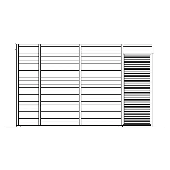 Skan Holz Gartenhaus Tokio 2 - B x T: 340 x 440 cm, Holz, 11,56 m², Schiefergrau, Doppelschalig - Skizze
