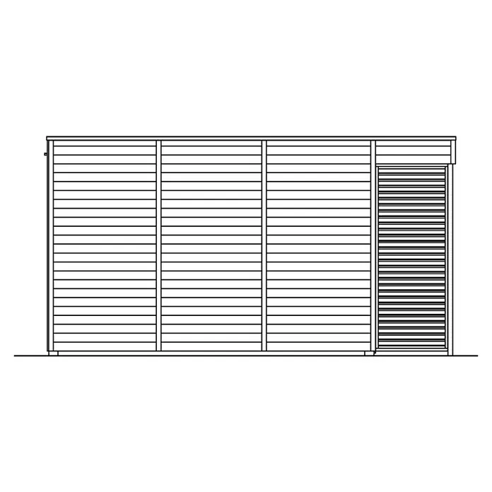 Skan Holz Gartenhaus Tokio 4 - B x T: 402 x 502 cm, Holz, 16,16 m², Doppelschalig, Natur - Skizze