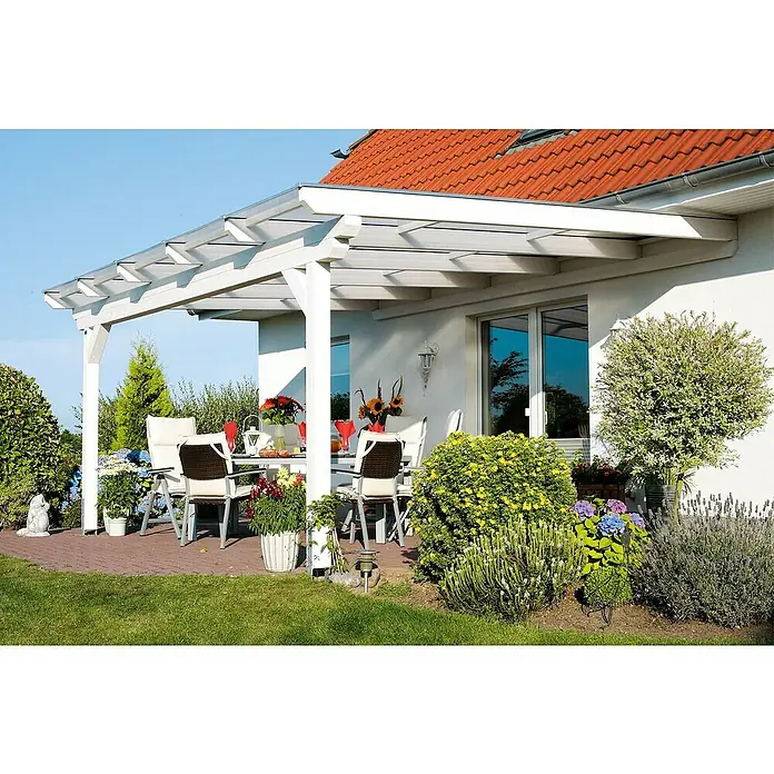 Skan Holz Terrassenüberdachung Ancona - L x T: 648 x 350 cm, Polycarbonat, Weiß - Stimmungsaufnahme