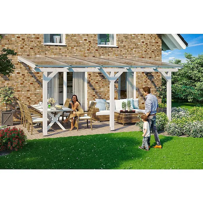 Skan Holz Terrassenüberdachung Andria - L x T: 541 x 300 cm, Polycarbonat, Weiß - Stimmungsaufnahme