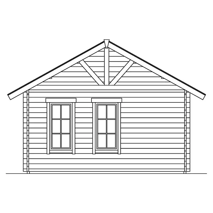 Skan Holz Gartenhaus Bern 2 - B x T: 500 x 640 cm, Holz, 23,52 m², Wandstärke: 45 mm, 19 mm Dachschalung mit Konter- & Dachlattung - Skizze