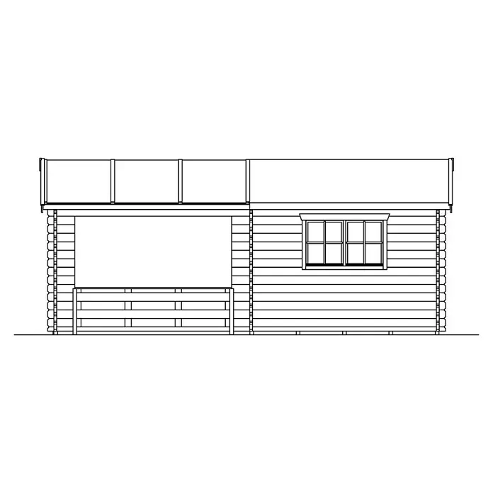 Skan Holz Gartenhaus Holmestrand - B x T: 420 x 650 cm, Holz, 23,18 m², Wandstärke: 45 mm - Skizze