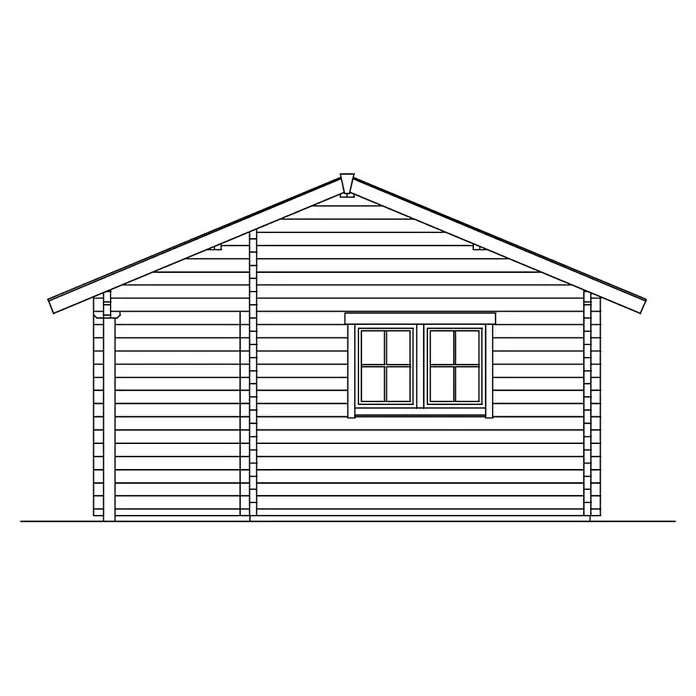 Skan Holz Gartenhaus Ontario - B x T: 680 x 580 cm, Holz, 24 m², Wandstärke: 70 mm, 19 mm Dachschalung mit Konter- & Dachlattung - Skizze