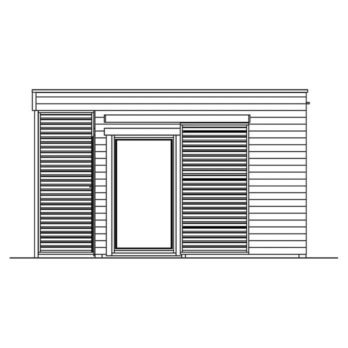 Skan Holz Gartenhaus Tokio 2 - B x T: 340 x 440 cm, Holz, 11,56 m², Schiefergrau, Doppelschalig - Skizze