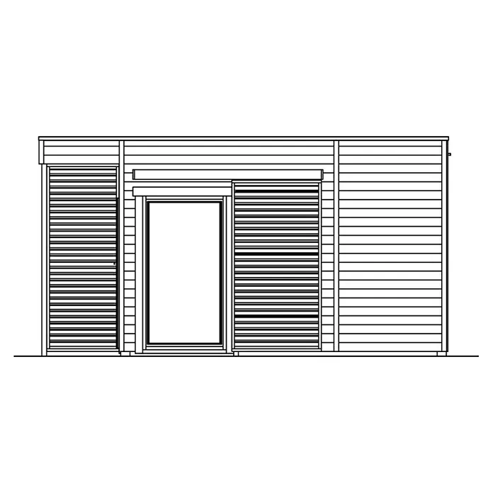 Skan Holz Gartenhaus Tokio 4 - B x T: 402 x 502 cm, Holz, 16,16 m², Doppelschalig, Natur - Skizze