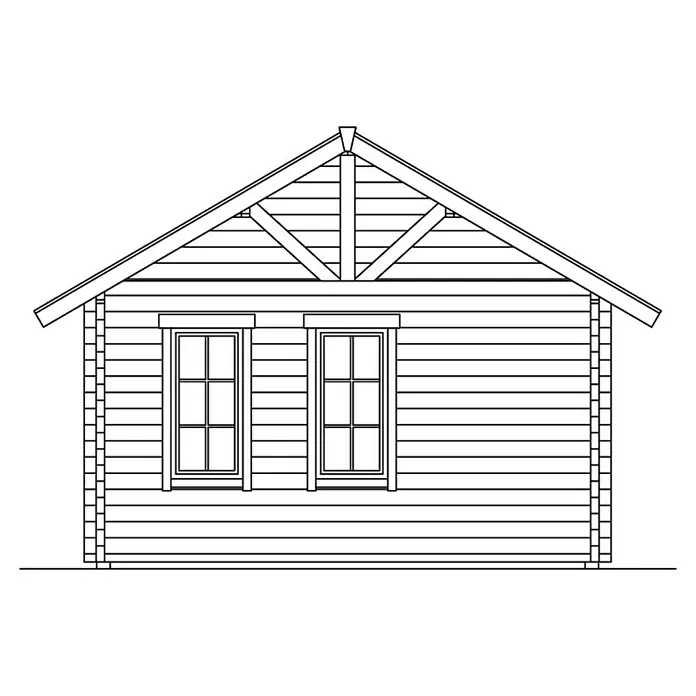Skan Holz Gartenhaus Toronto 1 - B x T: 500 x 500 cm, Holz, Wandstärke: 70 mm, 28 mm Profilschalung mit Nut & Feder - Skizze